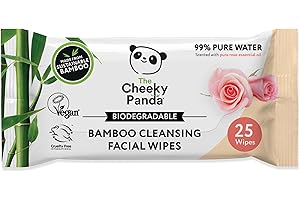 The Cheeky Panda | Lingettes Démaquillantes | 25 Lingettes Parfum Rose | Fabriquées à partir de 100% de Bambou