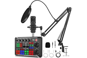 ALPOWL Paquete de micrófono de Condensador, Paquete de Equipo de Podcast BM800 con Tarjeta de Sonido en Vivo, Interfaz de Audio para grabación de Estudio, transmisión, transmisión en Vivo