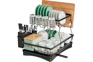 edihome, Scolapiatti da Appoggio, da Lavandino, da Lavello, Gocciolatoio, Scola Piatti, Acciaio Inox, Drying Rack, Ugello Antigoccia e di Drenaggio (2 livello)