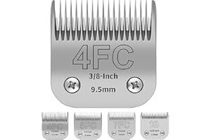 HELISAN Dog Grooming Clipper Replacement Blades, 4FC 9.5mm Pet Clipper Blades Compatible with Wahl/Andis/Heiniger/Oster Dog Clipper, Ceramic Blade & Stainless Steel Blade, Rust Resistant (4FC)