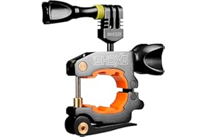 iSHOXS ProMount Basic Action Cam - Soporte para manillar de bicicleta (aluminio, apto para GoPro Hero y cámaras compatibles, diámetro del tubo: 20-32 mm), color negro