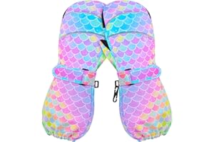 AuSletie Kids Winter Mittens Waterproof Snow Ski Gloves for Girls, Warm Sherpa Lined Long Cuff Snowboard Gloves