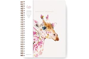 LOLA DESIGN LTD Lola Design - B5 Spiral Notebook Organiser, Botanical Giraffe Design - Planners & Journals - Wiro Bound Notebook with To-Do Lists & Priorities Section - 176x250mm, 250 Lined Pages