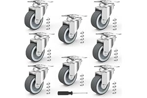 YAOBLUESEA 8 x Caster Wheels Rubber Swivel Castor Wheels Trolley Furniture Caster with Screw Driver and Screws (Ø50mm Maximum Load 40 KG per Caster Wheel)