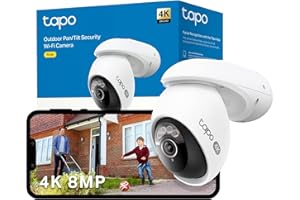 Tapo TC46 4K 8MP Security Camera Outdoor Wired,Starlight Colour Night Outdoor Camera,360°AI Detection CCTV Camera,IP66,No Hub Required,Alexa,Google Home,Flexible Storage,No Monthly fee
