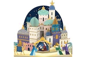 papercrush® Betlejemska kartka pop-up na Boże Narodzenie – kartka bożonarodzeniowa 3D z szopką w stylu orientalnym dla dzieci, kobiet i mężczyzn – chrześcijańska kartka z życzeniami dla mamy i babci,