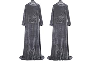‎WOLTU WOLTU 2er Set Decke mit Ärmeln Füßen, Kuscheldecke Flauschig XL mit Taschen, Oeko-TEX Zertifiziert, warm Wohndecke TV-Decke Fleecedecke Ärmeldecke, Geschenk für Frauen Männer, 150x180cm Grau