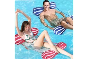 GIFORT Gifrot Hamaca Flotante, 2PCS Hamaca de Agua 4 en 1, Hamaca Inflable Tumbona Piscina Plegable Colchoneta Hinchable Flotador Piscina Playa para Adultos (Rojo & Azul)