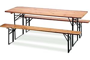 Linea Garden Friend Set Birra Rettangolare 1 Tavolo e 2 panche 80 x 200 cm, Legno