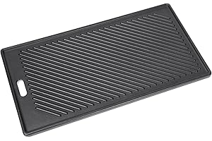 GFTIME 45 x 24cm Wendeplatte Gusseisen für alle RÖSLE VIDERO G2-, G3-, G4- und G6-Modelle (ab Modelljahr 2021), Universal Gusseisen Grillplatte Gasgrill Zubehör, 1 Stück