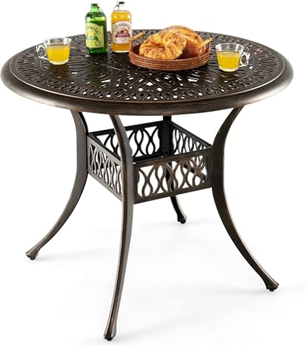FineHome Bistro Table Glass Table Glass/Metal Round 60xH70cm Black Balcony Table Garden Table
