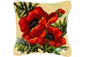 SKTWOE Knüpfen Kissen Knüpfteppich Für Kinder Und Erwachsene Knüpfkissen Teppich Zum Selber Knüpfen Knüpf-Sets Kreuzstich Set Latch Hook Kit 43X43cm,E