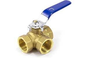 ELEGRIP 3-Wege Messing Kugelhahn, 1 Stück DN20 3/4 '' Innengewinde L-Typ Absperrventil, Drei-Wege-Typ Ventil Rohrverschraubung Kupplung mit 90-Grad Bediengriff für Wasser, Öll, Kraftstoff