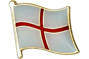 CROWNOFRIBBONS England Pin Badge, Enamel Flag in an Organza Gift Bag, St George's Cross