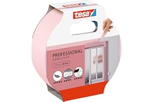 tesa Ruban Adhésif de Masquage PAPIER PEINT - Ruban Fin pour un Masquage Précis - Adapté aux Surfaces Intérieures Sensibles - 25 m x 38 mm