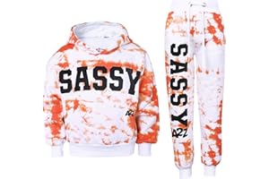 A2Z 4 Kids Girls Tracksuit Tie Dye Sassy Fleece Hooded Crop Top Bottom Jogging Suit Joggers Age 5 6 7 8 9 10 11 12 13 Years