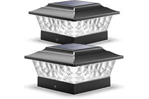 Siedinlar Solar Post Lights Waterproof, 12 LEDs 4 Modes Solar Post Cap Lights for 4x4 5x5 6x6inch Wooden Fence Garden Decking Patio Yard Outdoor Decoration, Easy to Use, (Black, 2 Pack)