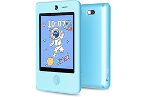 KESASOHE Téléphone Portable Enfant,Téléphone Jouet pour Enfants Connectée SOS,Podomètre, Caméra, Jeux,Musique,Téléphone éducatif Mode Silencieux Lampe de Poche Garçons Filles.