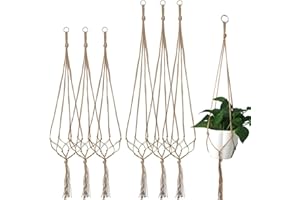 YHNMMNO 6 Pcs Colgador De Plantas De Cuerda De Cáñamo Cuerda Para Colgar Maceteros Macramé Colgador Para Plantas Colgantes Colgador Para Plantas Para Interior Exterior Balcón Sala De Estar Hogar Decoracion