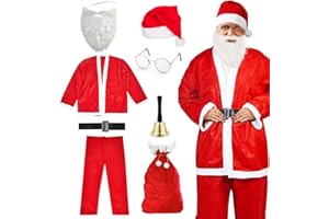 FASCHINFEVER 8 in 1 Set Santa Claus - Weihnachtsmannkostüm & Nikolauskostüm - für Weihnachten - Kostüm für Nikolaus - Weihnachtsmann - Herren & Erwachsene