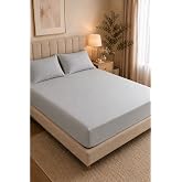 Formeya Adelya Gray Elastic Sheet Set (WITH PILLOWCASE) Single or Double (Grey, 160 x 200)