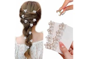 COTTNY 4/8/16 Stück Mini Diamant Haarspangen,Kleine Haarspangen Blumen-Haarspangen Haarschmuck für Damen Mädchen,süße Mini Haarspangen,Kleine Kristallblumen-Haarspange (8PC Weiß)