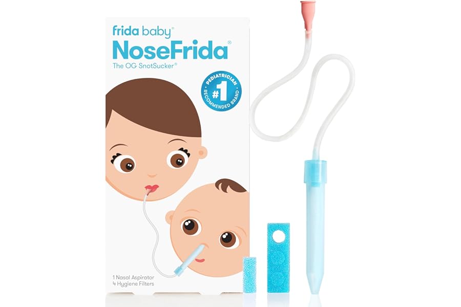 Frida Baby NoseFrida the SnotSucker: Nasal Aspirator for Baby, Baby Nose Sucker, NoseFrida + 4 Hygiene Filters