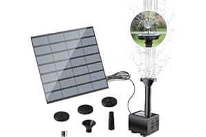 PUTAII Fuente solar, 1,8 W, bomba de agua solar para jardín, bomba de agua con 4 efectos, bomba de fuente flotante solar para peces, fuentes, estanques de jardín