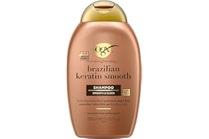 OGX Ever Straightening with Brazilian Keratin Smooth Shampoo, Smooth & Sleek, Makes Hair Smoother After the First Use, for Shiny Hair, Sulfate Free, 385ml