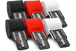 Meister Bandes Semi-Élastiques pour Adulte de 180 Pouces (457 cm) pour MMA et Boxe - Lot de 3 Paires