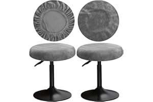 YINGAYOU Hockerbezug Rund 30-40 cm Bezug Hocker Rund Samt Luxuriöser Stoff Waschbar Dehnbar Wunderschöne Farbe für Runde und Eckige Hocker (2, Grau)