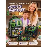 4&rsquo;l&uuml; Set İlkokul-Ortaokul Erkek &Ccedil;ocuk Okul &Ccedil;antası ve Beslenme seti, &Ccedil;ocuk Sırt &Ccedil;antası Okul &Ccedil;antası, Beslenme &Ccedil;antası, Kalem