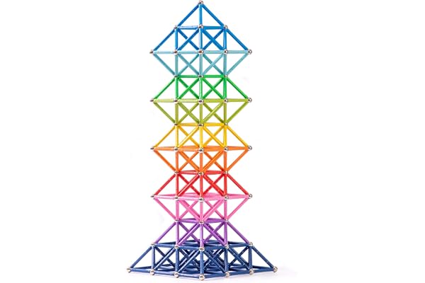 BANBBY 145 pièces de Jouets magnétiques, Jeu de bâtons de Construction de 58mm pour Enfants, Jeu magnétique, 10 Couleurs