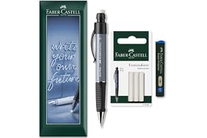 Faber-Castell Grip Plus mekanisk penna + 12 x 0,7 mm HB påfyllningsledningar + radergummipåfyllningar i kuvertförpackning (St