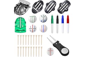 AQTAQ Kit di marcatori per Palline da Golf da 9 Pezzi, 5 Strumenti per marcare Le Palline da Golf e 4 marcatori Colorati per Palline da Golf, per Riparare Le zolle da Golf,Tee da Golf, e identificare