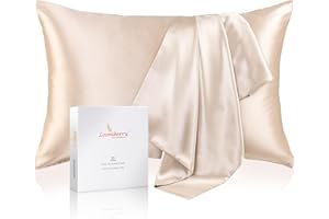 LOOMBERRY 100% Natural 22 Momme Pure Mulberry Silk Pillowcase for Hair and Skin Both Sides 22 Momme Highest Grade 6A with Hidden Zipper (Beige, Queen (50x76CM))