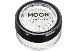 Shaker brillant iridescent par Moon Glitter (Paillette Lune) – 100% de paillettes cosmétique pour le visage, le corps, les ongles, les cheveux et les lèvres - 5g - Blanc