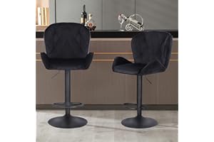 ‎FANTASYLAB Fantasylab Barhocker 2er Set Höhenverstellbar 360° Drehstuhl Barstuhl mit Samt -Bezug Küchenstühle mit Rückenlehne und Fußstütze Belastbarkeit 120kg