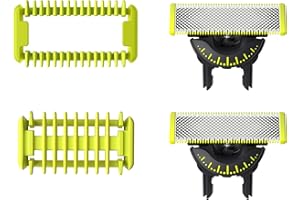 Philips OneBlade Original 360 Blade Heads + Body Kit Combs, Compatible with all OneBlade and Pro Electric Shaver & Trimmers, Original from Philips, 2x One Blade, 2x Combs, 8-Month Supply (QP624/50)