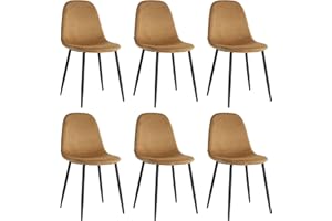 Mevsim Store Sillas de Comedor Camello Juego de 6-100% Terciopelo - Lujosa Funda de Terciopelo - - Elegante Diseño - Cómoda Silla de Salón