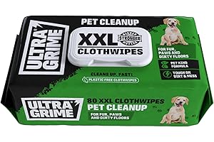 UltraGrime Pet Cleaning Wet Wipes 80 Thick Wipes - Pet Wipes Dog Cleaning Wipes - Cat Wipes - Pet Wipes For Cats - Puppy Wipes Clean Paws Dog Paw Wipes Dog Wipes For Smelly Dogs Grooming