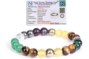 REBUYUK Money Magnet Bracelet Multi-Gemstone : Pyrite, Green Aventurine, Citrine, Hematite, Clear Quartz, & Tiger Eye Money Magnet Crystal Bracelet for Wealth Income for Men and Women