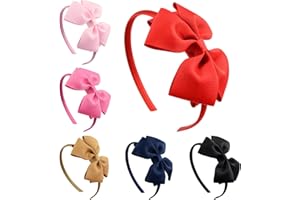 ZOCONE Fiocco Cerchietto per capelli Bambine, 6 Pezzi Ragazze Cerchietti per Capelli Fiocco Fascia per Capelli Bambine Neonata, 6 Colori(Rosso)