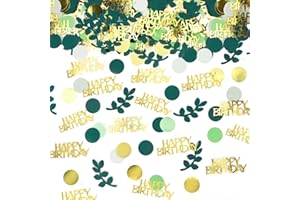 Bluelves Confettis Anniversaire, 200PCS Confettis Or Vert, Decoration Table Anniversaire, Deco Table Homme et Femme, Happy Birthday Decoration pour Fête