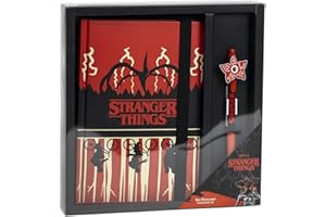 CERDÁ LIFE'S LITTLE MOMENTS Set de Papelería de Stranger Things - Incluye Bolígrafo y Libreta - Diseño en Rojo, Negro y Blanco - Accesorios de Papelería - Producto Original Diseñado en España