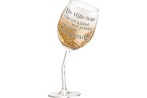 Bombo Bicchiere da Vino con Frase Divertente – “Ho visto cose che voi astemi…” – Calice Inclinato con Gambo Piegato – Idea Regalo Originale per Amanti del Vino