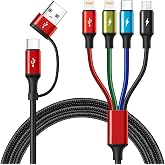 MINLU 4 in 2 Multiple Charger Cable, Multiple Fast Charging Cable 3.5A 1.2M | Nylon USB Charger Cable with Micro/Type C/2*iP,