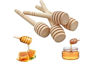 EVDZNA Mescolatori per miele in legno, 50 cucchiai per miele, 10 cm, mini cucchiaio per miele, mescolare miele in legno, bastoncini per miele con fessura, per raccogliere e rilasciare miele sciroppi