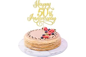 Xsstarmi 1 Pack Happy 50th Anniversary Cake Topper Glitter 50th Wedding Anniversary Cheer to 50 Years Cake Decorations for50th Wedding Anniversary Birthday Party Decorations Gold