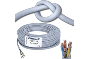 EBROM Flexible YSLY-JB 5 x 6 mm² Installation Cable Grey for Wall Charging Station, Electric Car Charging Box Connection to Charging Station, 5 x 6 mm², Accurate to the Metre, in 1 Metre Increments – Your